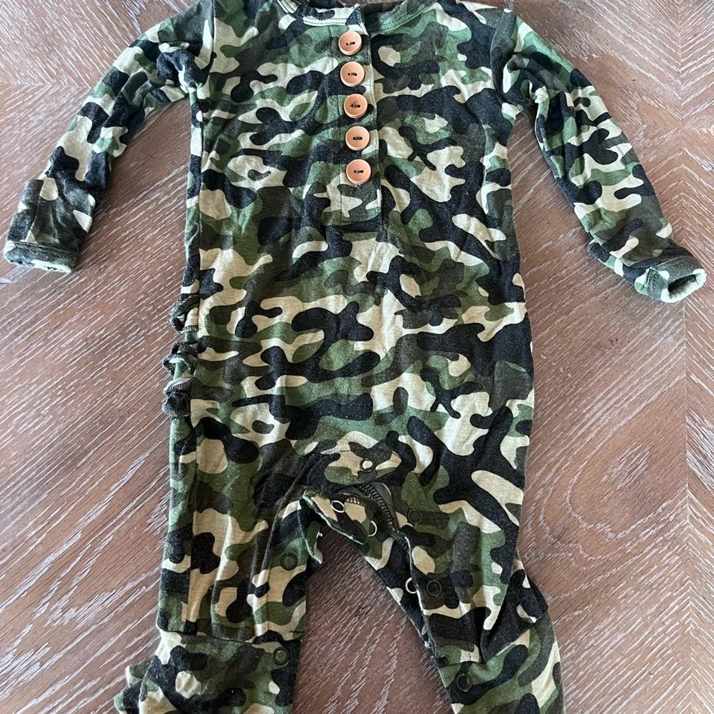 Posh Peanut Green Camouflage Baby Onesie